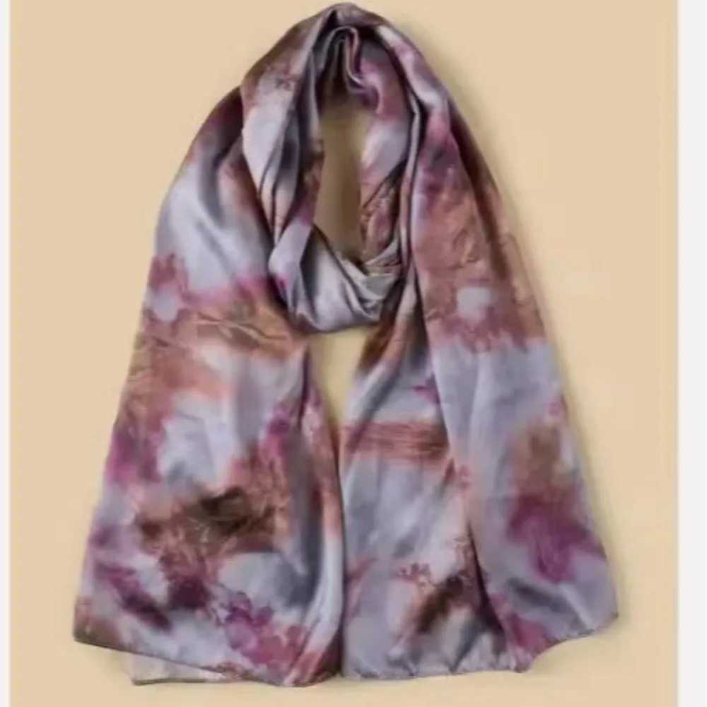Silk print premium marble watermark flower scarf W250602