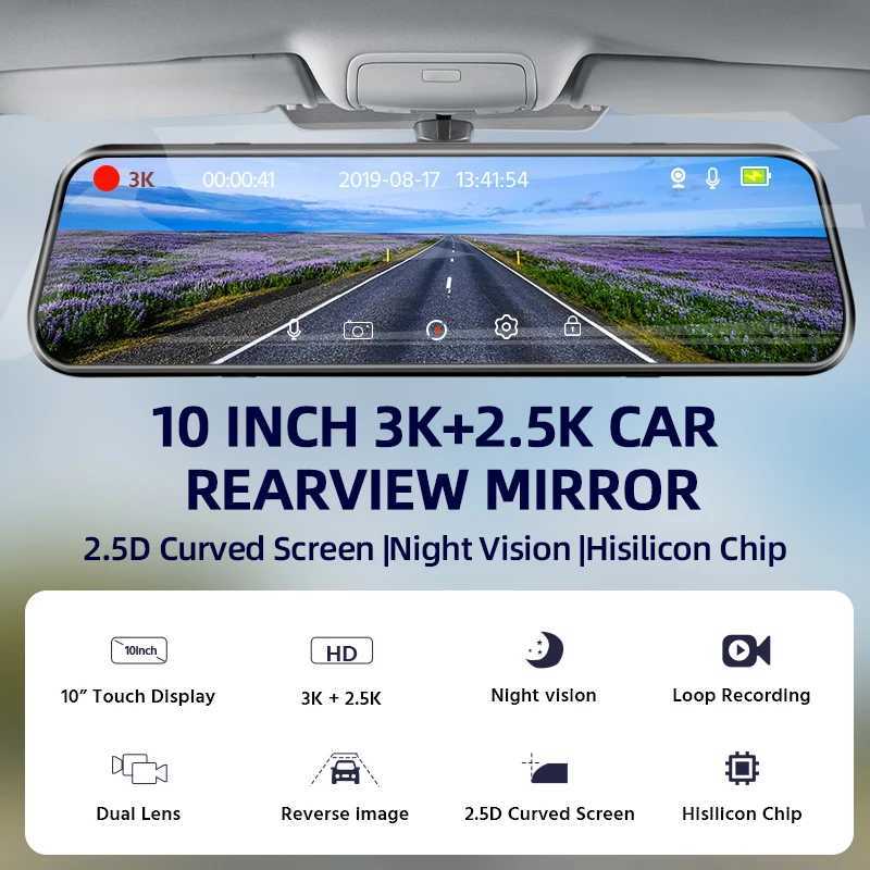 Car dvr DVR Mirror for Car 10Dash Cam Recorder Front Rear Dual Night Vision Camera Black Box GPS WIFI 24H Parking Monitor R250529