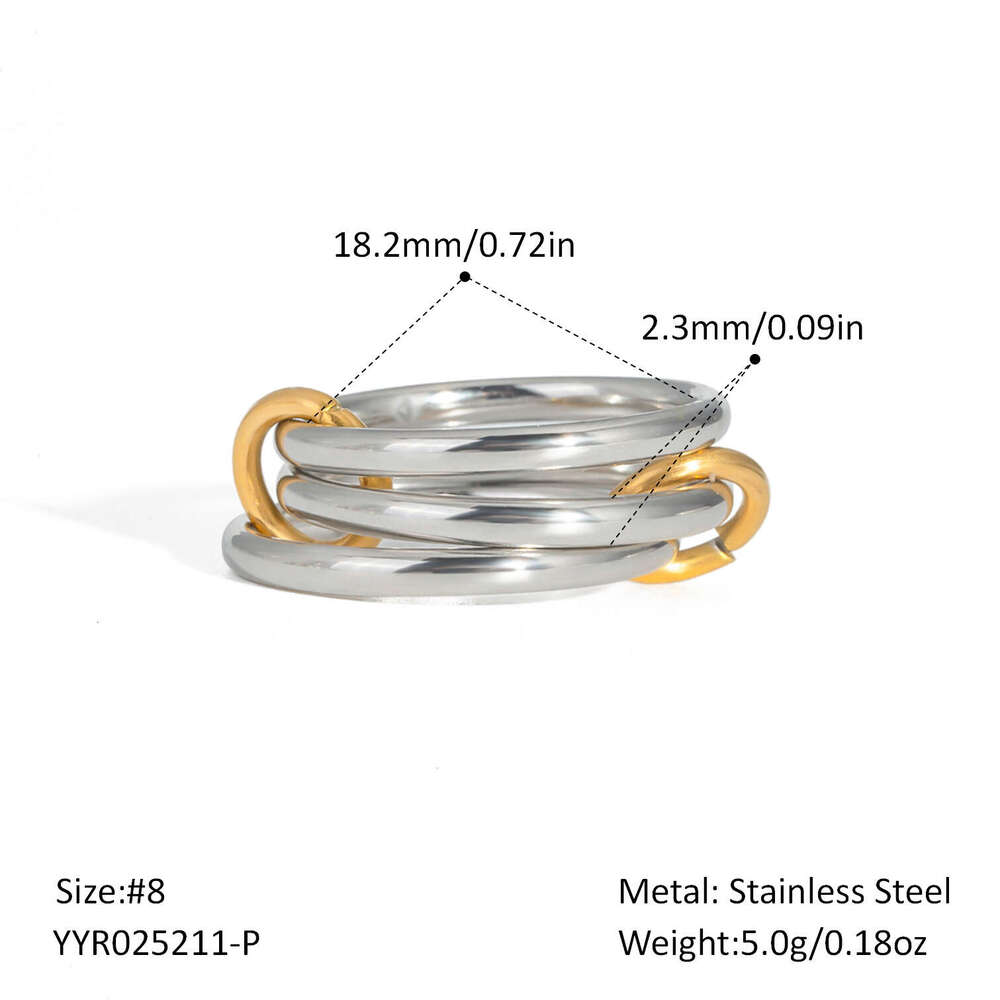 Hot Selling Stackable Plain Band Interlocking Personality Design Elegant Rings Non-Fading Stainless Steel Jewelry