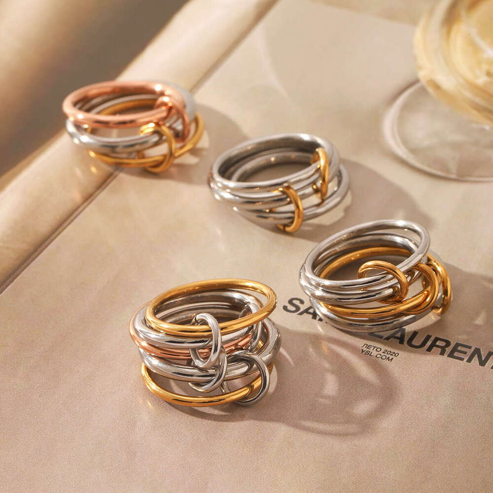 Bestselling Layered Jewelry Stainless Color Block for Women High-end Sense Simple Band Ring Titanium Steel Non-fading