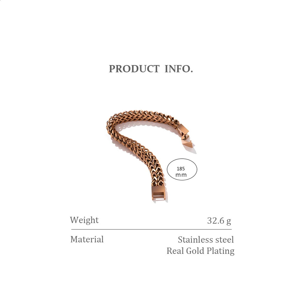 Yhpup Unisex Jewelry Stainless Steel Cuban Link Chain Bracelet Bangle Man Women Plated Gold Heavy Metal Waterproof Men 250530