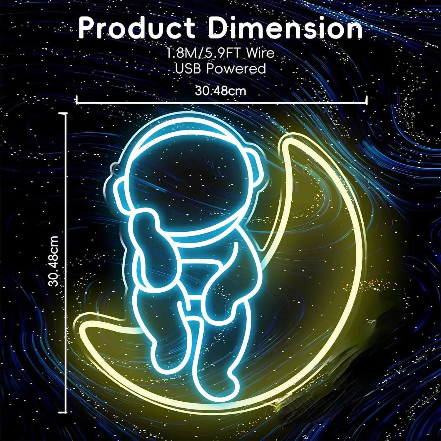 astronaut Neon Signs For Wall Decor Dimmable LED Neon Signs for Gaming Room Bedroom Birthday Bar Wedding Party Night Light XJ250602