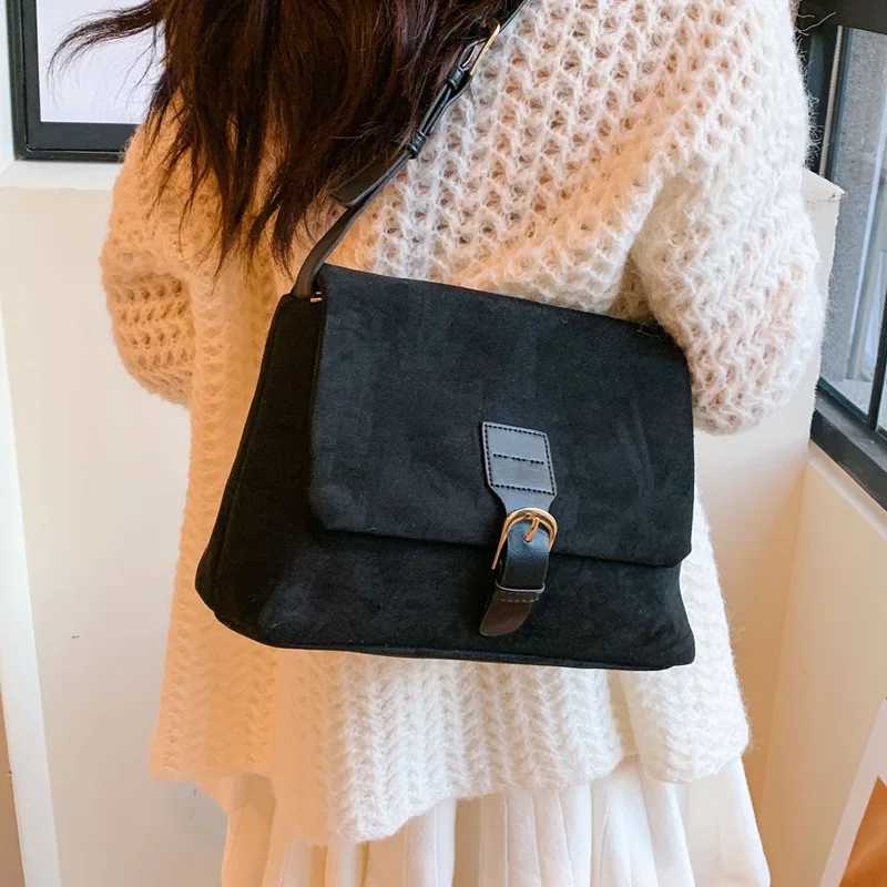 Vintage Scrub PU Leather Women Crossbody Bag Brand Design Ladies Handbag Winter Female Shoulder Bags Faux Suede Tote bag W250602