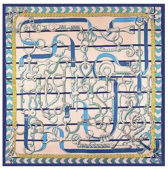 New Belt Saddle 130cm Square Scarf Luxury Brand Scarves For Ladies Twill Silk Scarf Woman Kerchief Shawl Scarves For Ladies W250602