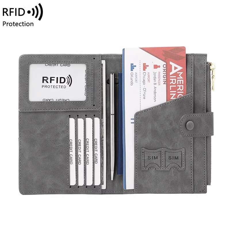 New Anti-theft RFID Holder with Zipper and Buckle, Multi-functional Travel Passport Bag