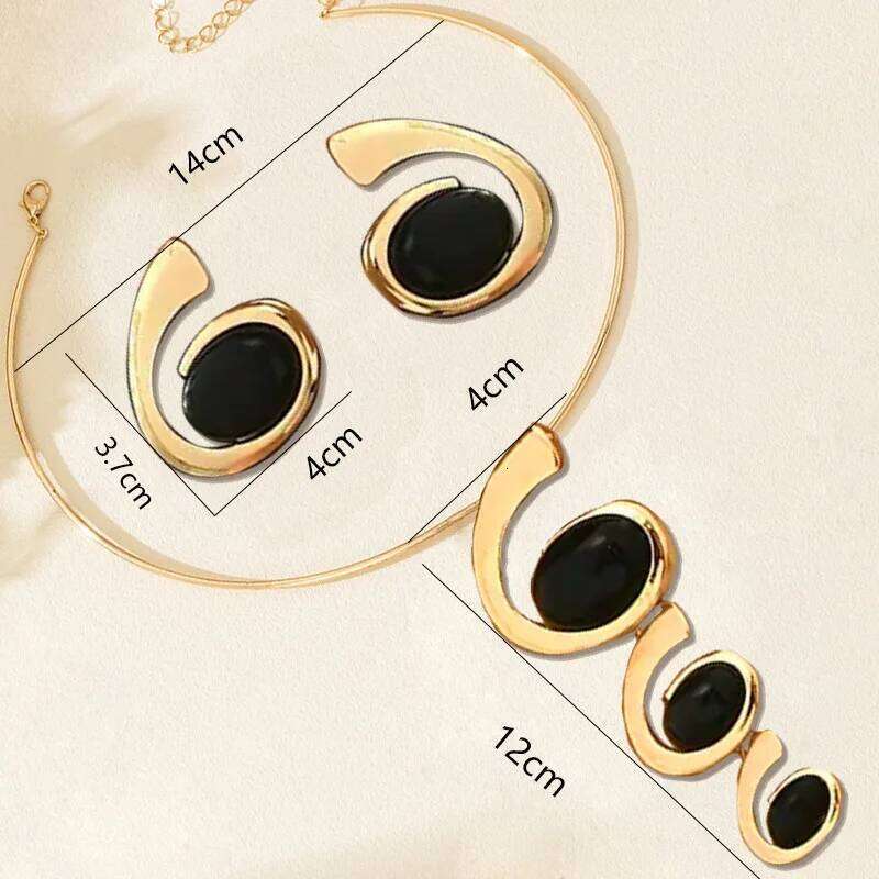 3Pc Fashion Exaggeration Multicolor Resin Trendy Collar Punk Unique Personality Earring Temperament Pendant Necklace Accessories