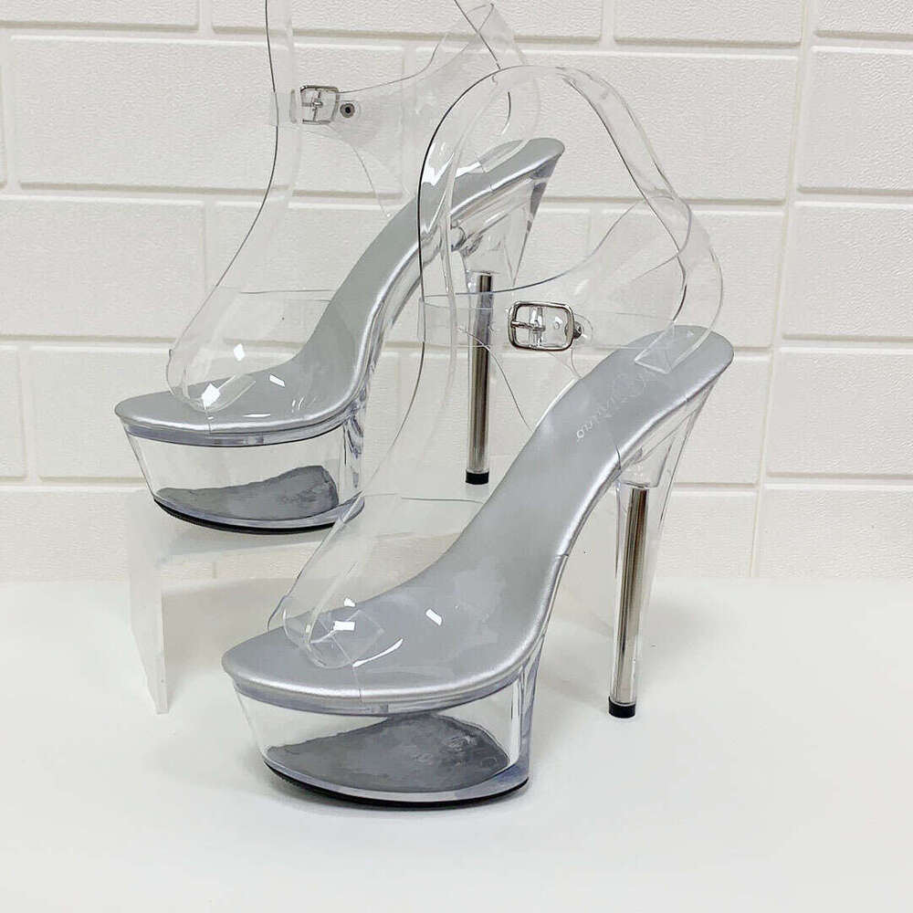 Super High Heels Sexy Super High Heels 15Cm Stiletto Waterproof Platform Sandals Transparent Crystal Wedding Shoes Platform High Heels