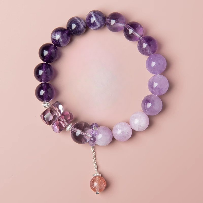 Natural crystal, amethyst multi-treasure crystal bracelet,Amethyst,wuxing implied meaning Cognitive awakening Mentor magnetism Wisdom-romance balance