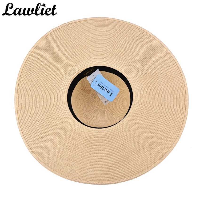 Lawliet 7.1/18cm Foldable Oversized Wide Brim Sun Beach Straw Hat Wedding Womens Floppy Party Dressy A330 W250602