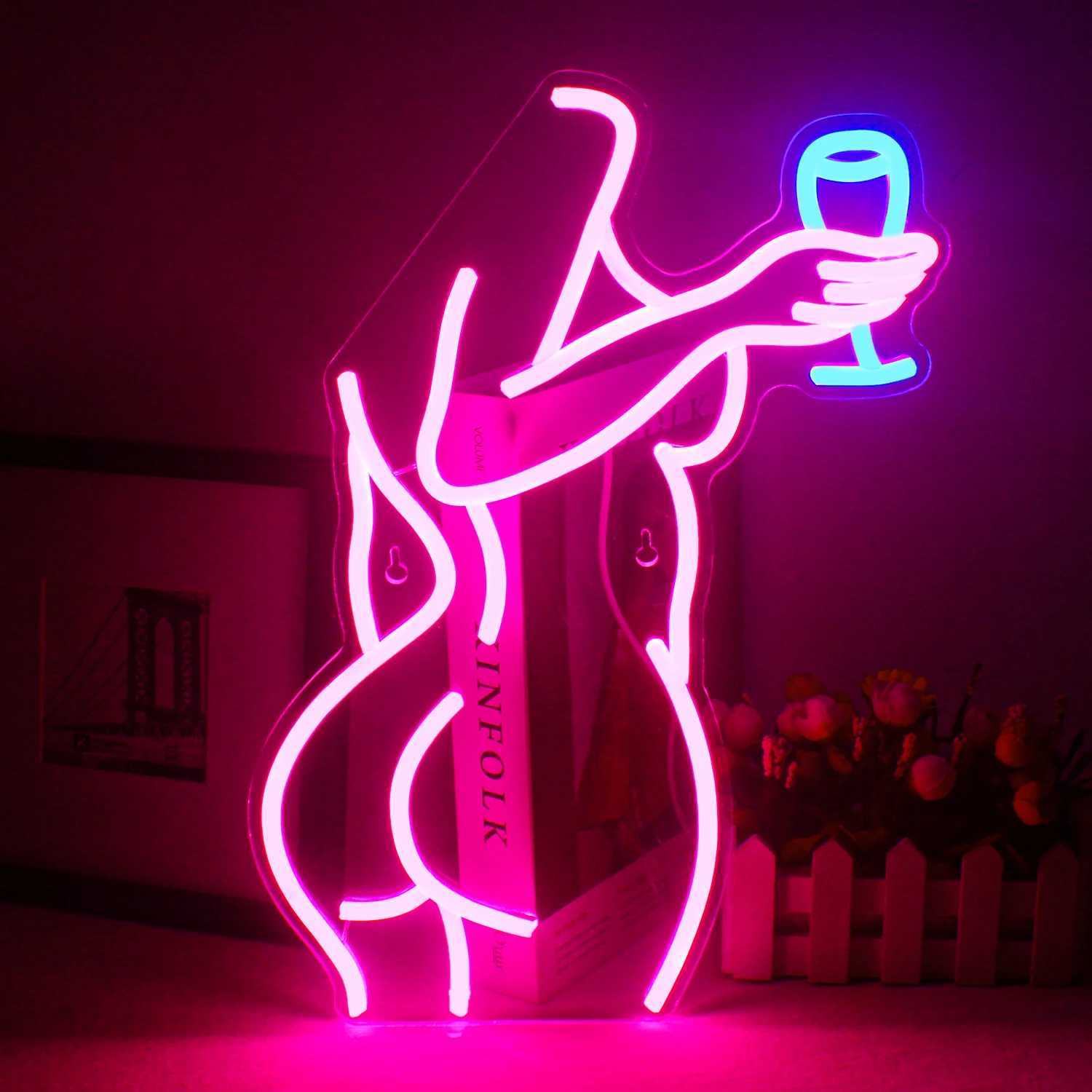 Sexy Woman Neon LED Sign Room Decoration USB Powered With Switch For Party Bar Bedroom Aesthetic Bedroom Wall Decor Lights XJ250602