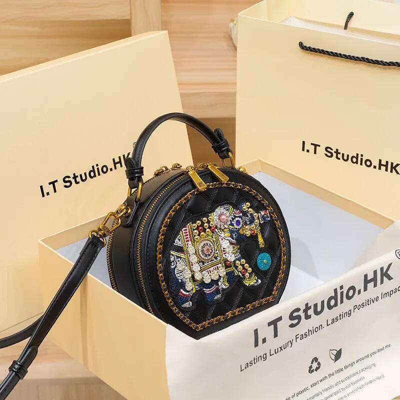 Women's Handbag 2024 New Light Brand Single Shoulder High-End Texture Designer Small Round Bag, Crossbody