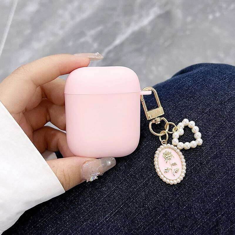 Valentines Pink Faux Pearl Heart Pendant Pro/Pro2 Wireless Case For 3/4 Earphone Protective Cover