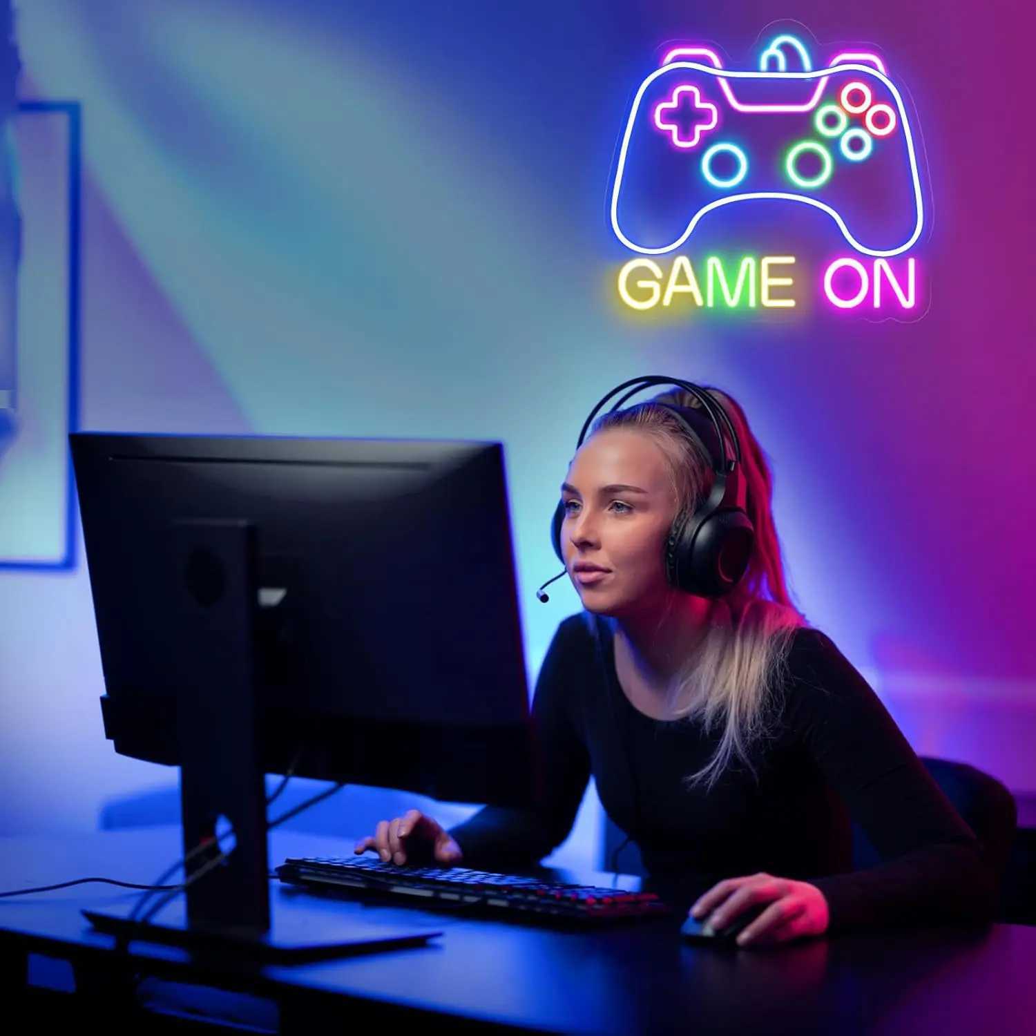 Gamer Neon Sign LED Game on Neon Light Sign Dimmable for Gaming Room Wall Decor for Teen Bedroom Gamer Birthday Gifts for Boys XJ250602
