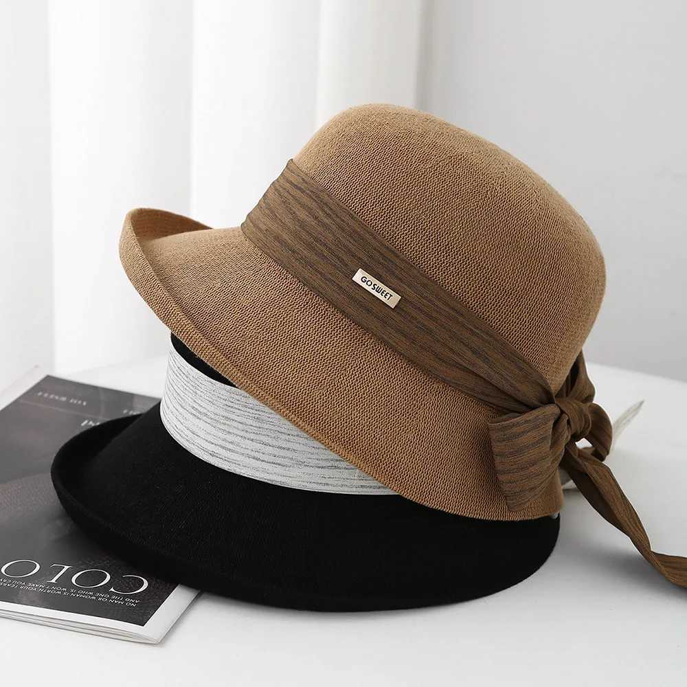 Summer Hat Women New Fashion Breathable Sunshade Sunscreen Wide Brim Sun Beach Accessories Bucket Hat With Bow W250602
