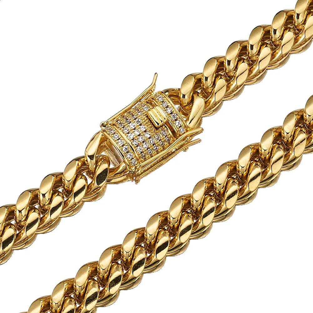 TOPGRILLZ Necklace Bracelet Set 8101214MM STAINLESS STEEL Gold Miami Cuban Curb Chain Hip Hop Fashion Jewelry Gift For Men 250529