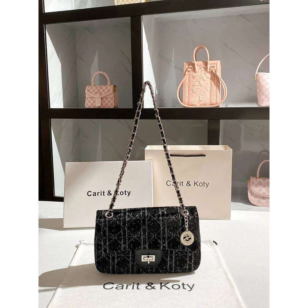 Vintage New Fashion Chain Square With Plaid Design Sequin Women's Portable And Trendy Shoulder Crossbody Bag