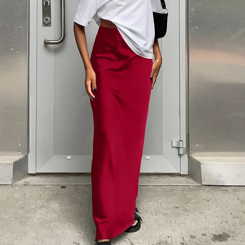 Early Spring Commuting Style Solid Color Satin Half-length Skirt Elegant And Beautiful Street Fashion Lady High Waist Skirt 250603