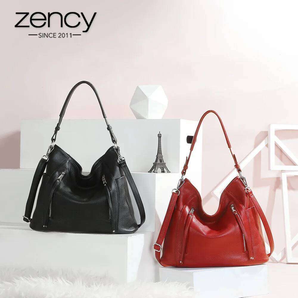 ZENCY New Arrival Daily Handbag Genuine Leather Bag For Women Shoulder Tote Crossbody Hobo Zipper Pocket Charming Female