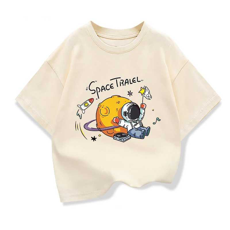 2025 New Kids Clothing Spaceman Travel Graphic Summer T-Shirt Boy And Girl Cotton Fashion Tops Teen Boys Loose Short Sleeve Tee T250603