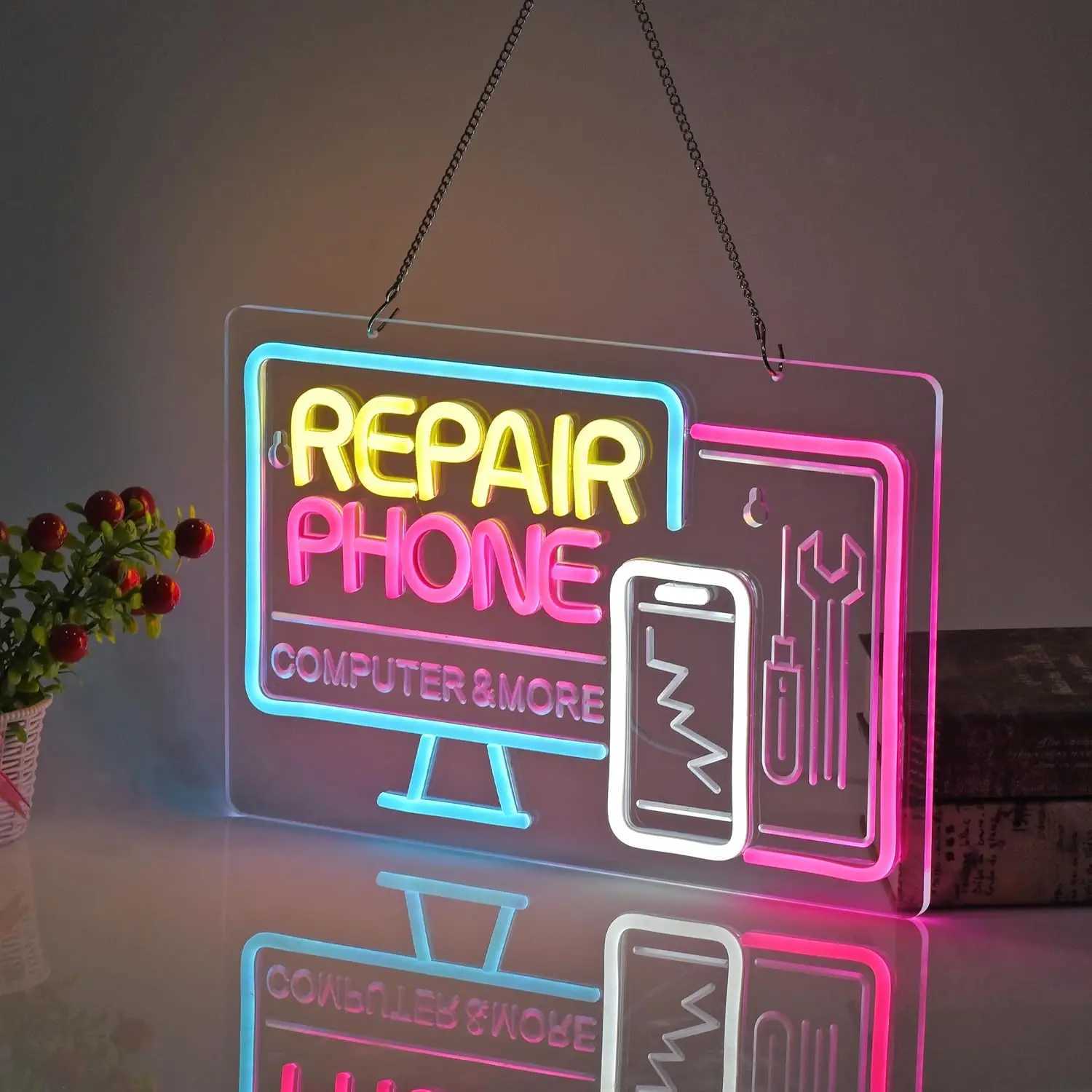 Phone Repair Neon Sign USB Powered LED Neon Light for Business Cellphone Tablet Laptop Desktop Computer Repair Shop Wall Decor XJ250602