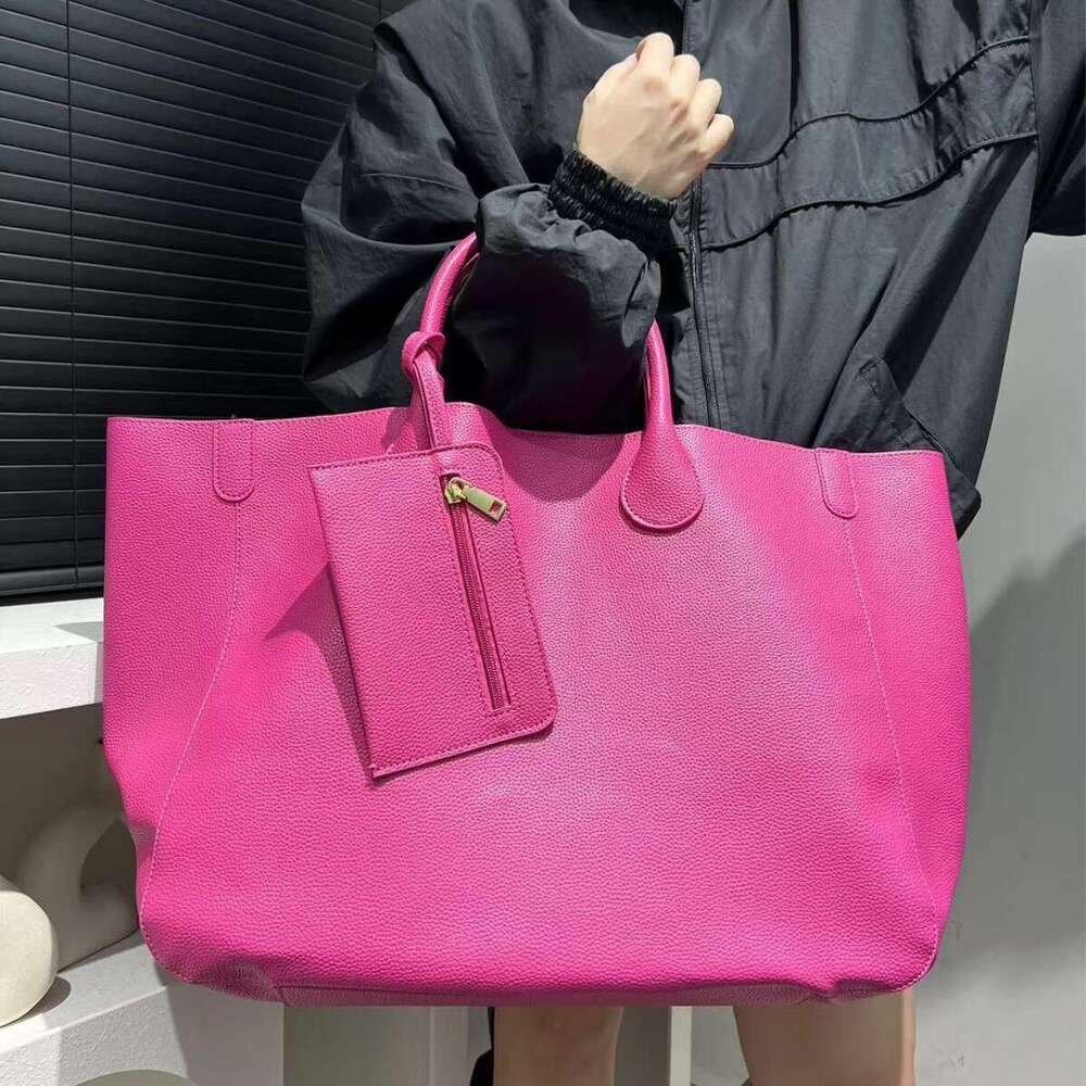 Women's bags Soft Leather Tote bag Large Capacity Simple Solid Color Trendy Shoulder Bag