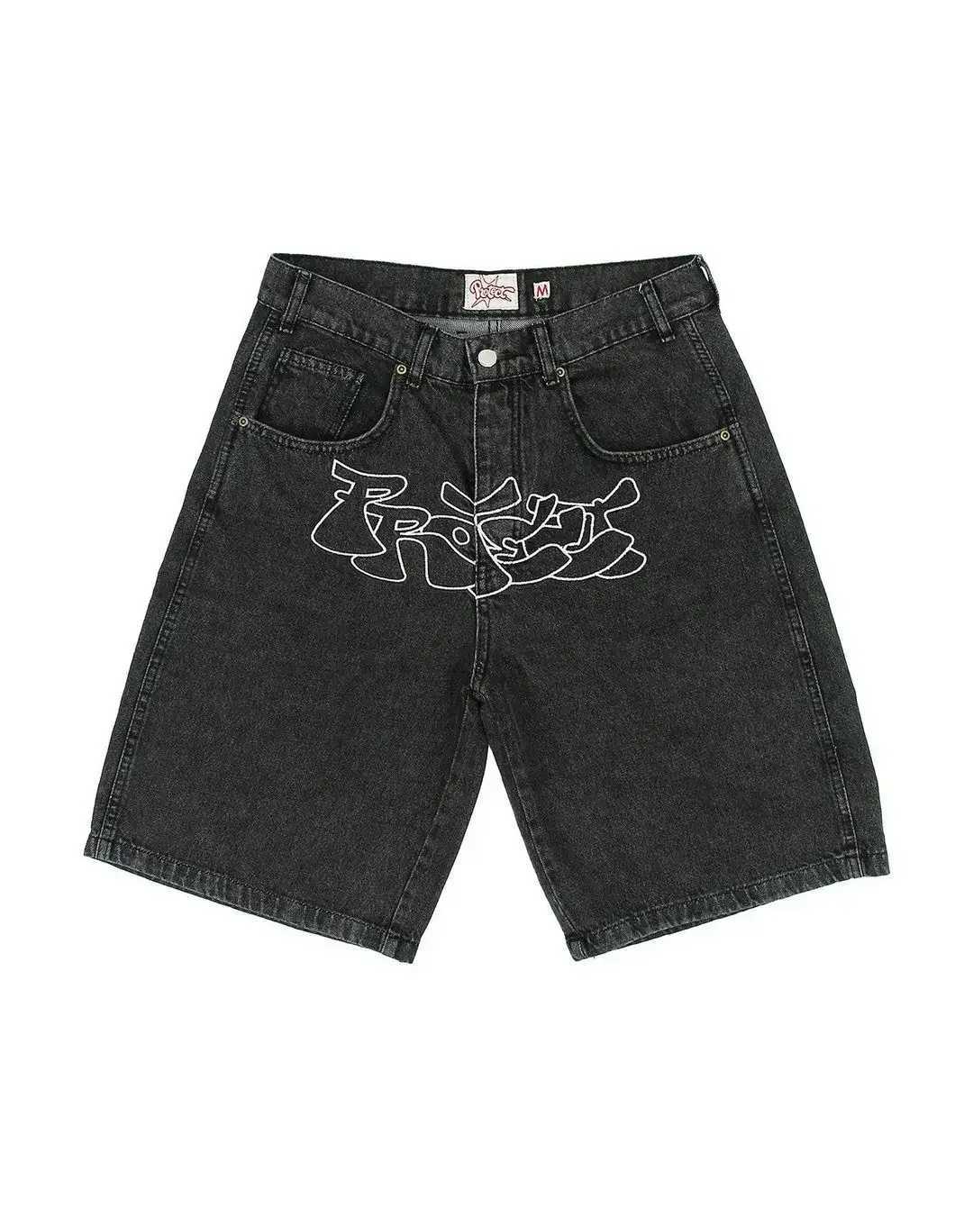 Y2K Shorts Harajuku Hip Hop Embroidered Retro Black Baggy Denim Gym Shorts Pants Punk Rock High Waist Mens Basketball Shorts T250603