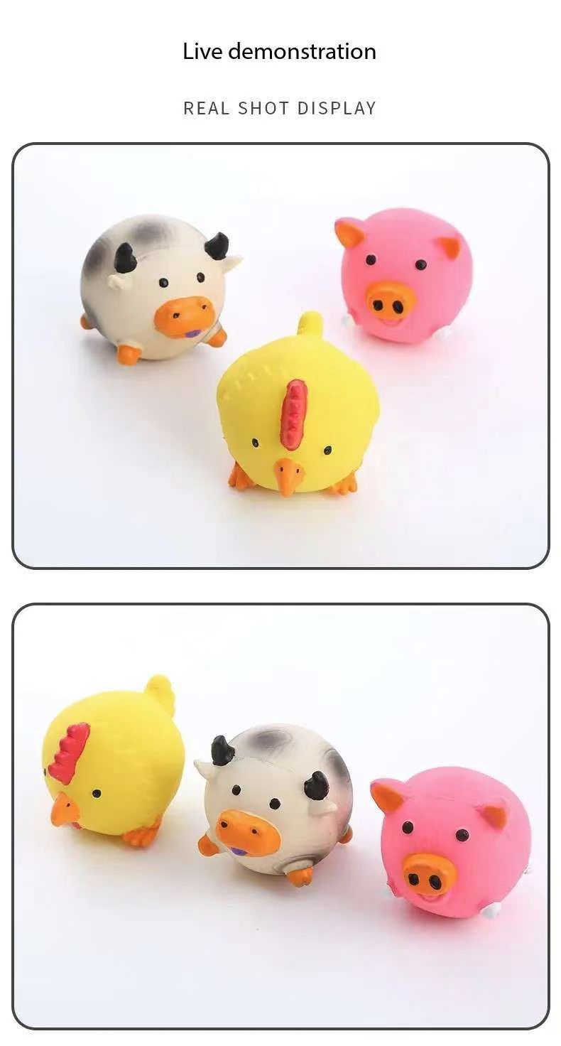 Squeaky Pet Dog Vocal Toy Durable Chew Toys Pigs Cows Chickens Tough Grinding Teeth Latex To Clean