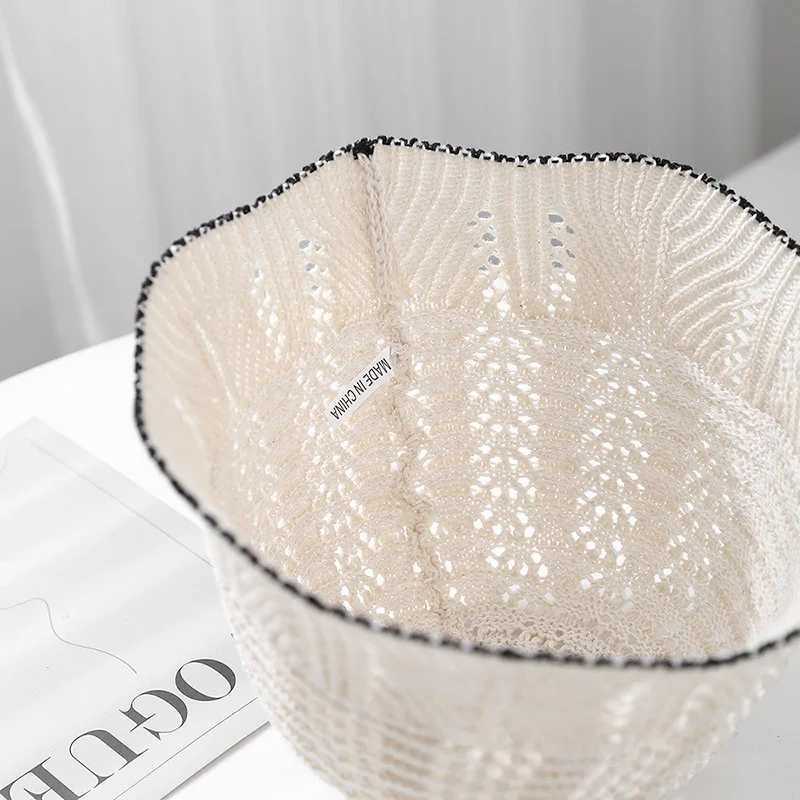 Bucket Hat Women Spring Summer Hats For Women Knitted Hollow Sunshade Sun Hat Fashion Cap Female Casual W250602