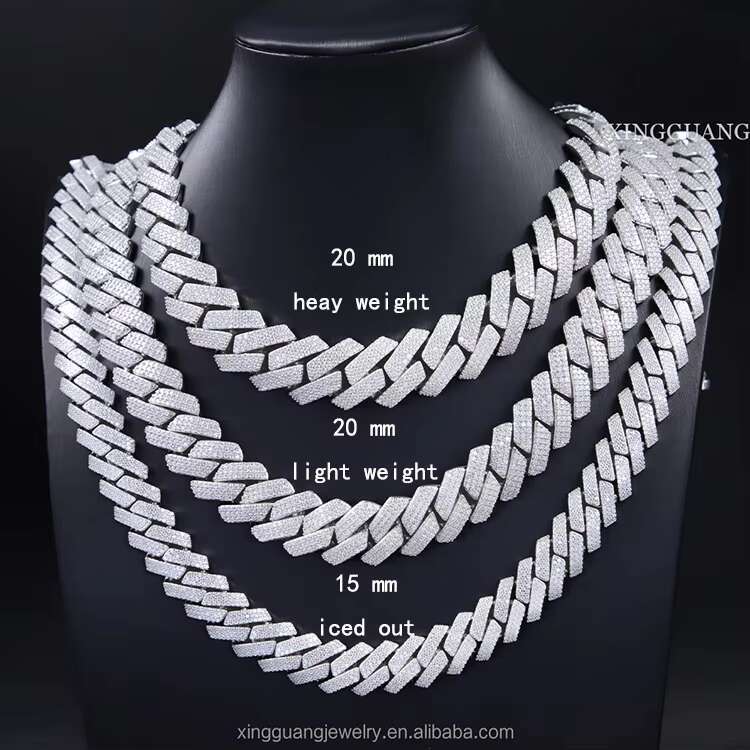 Wholesale Hip Hop Chain Moissanite CRA Cuban Chain 925 Sterling Silver Gold Plate Fine Jewelry Necklaces Bracelets