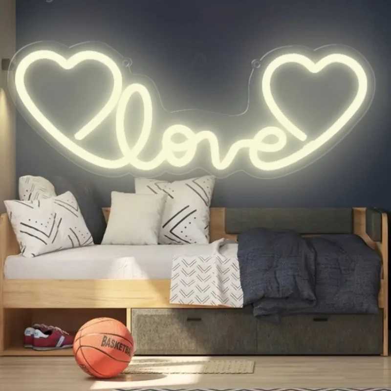 Love Heart LED Neon Sign USB-Powered Wall Decor Cursive Love Design Warm White Glow for Weddings Proposals Gifts Modern HomeXJ250602