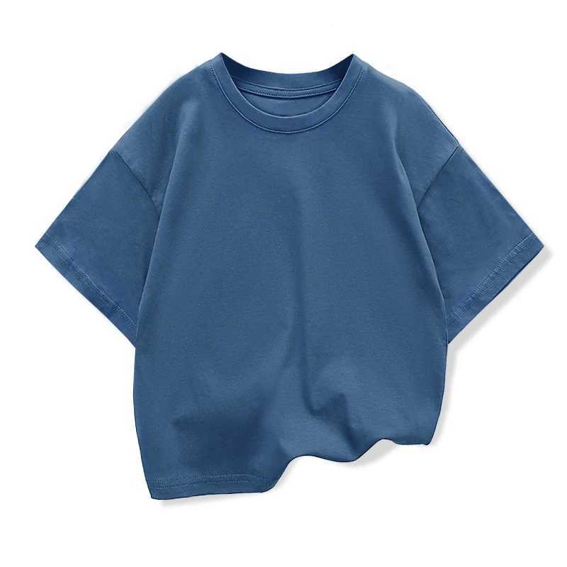 Summer Kids Multi-color Loose Short Sleeved T-shirt Solid Color Boys and Girls Top Childrens Pure Cotton Casual Student Tee T250603