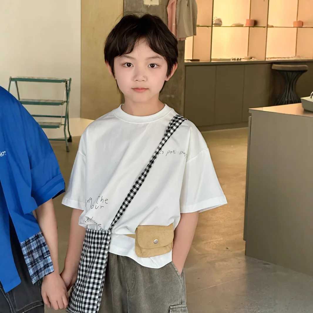 2025 Summer Korean Version Short Sleeved Pure Cotton New Item for Boys and Girls Printed Fashion Trend Loose Round Neck T250603