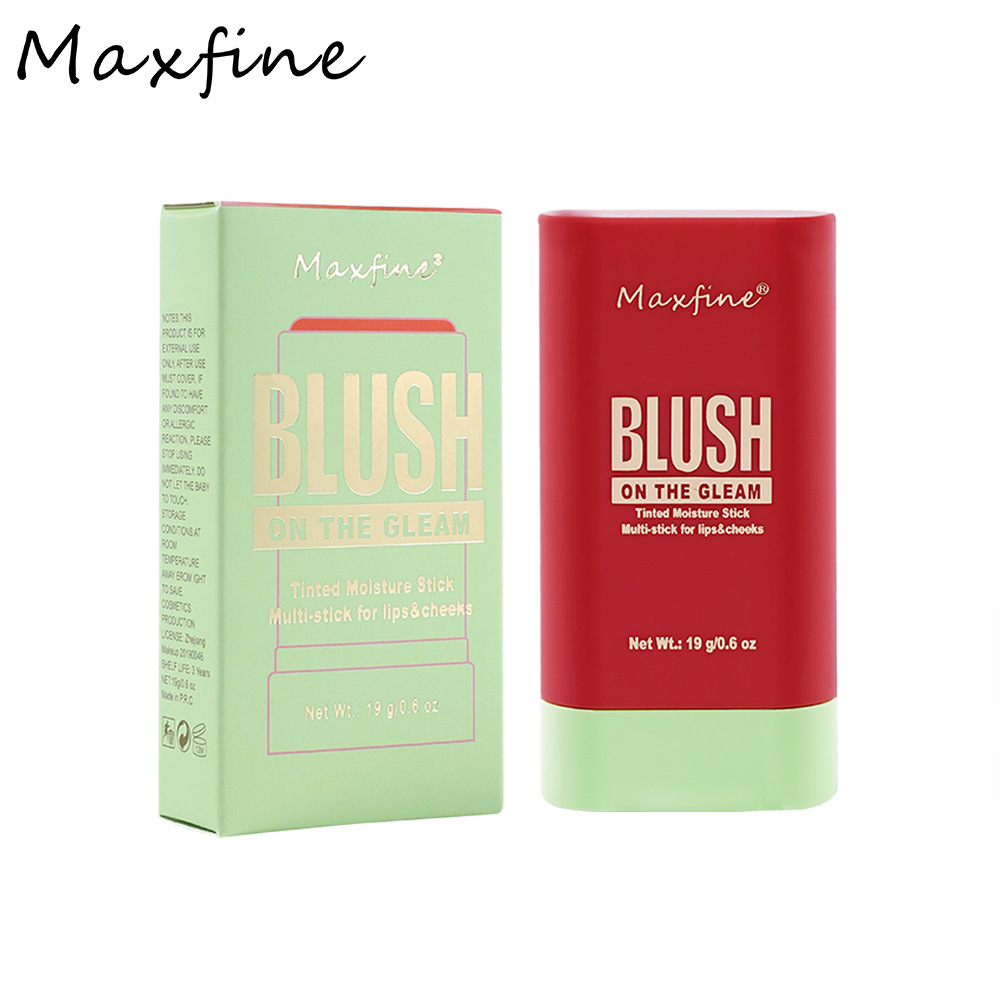MAXFINE Multi Functional 3 Colors On The Gleam Waterproof Long Lasting Easy Color Tinted Moisture Blush Stick Mult-Stick For Lips&Cheeks