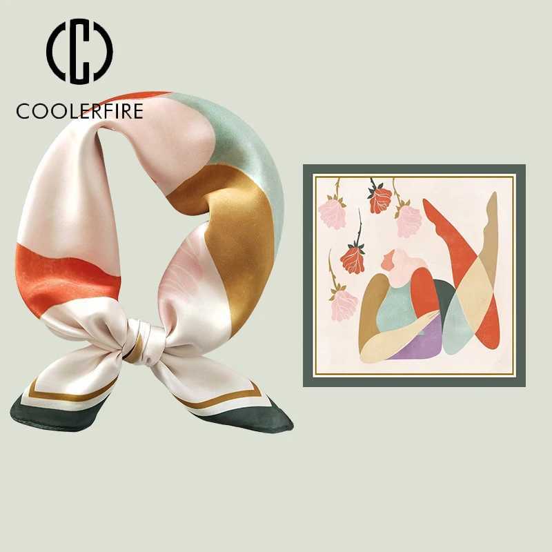 Womens Silk Cartoon Scarf Square Headband Little Luxury Hair Ribbon Office Lady Handkerchief Female Design Print Foulard AC2231 W250602