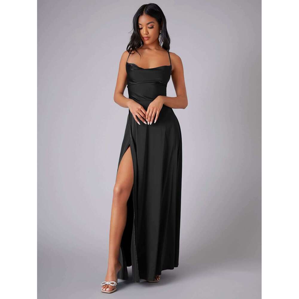 European and American Women's Sexy Slimming Backless Suspender Waist Cinching Dress Long Skirt 2025 New Casual Fashion Trend Clothing