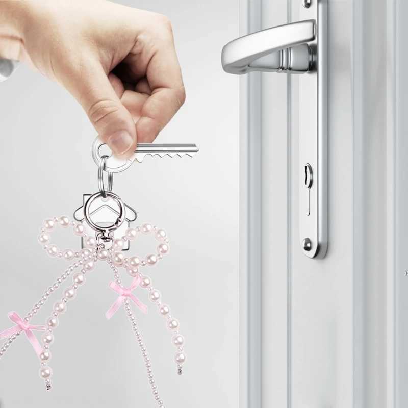 Phone Charm Strap Y2K Keychain Kawaii-Cute Pendant Jewelry Keyring Lanyard String Black Cross-Bow Beaded Chain for Women Girl XJ250602