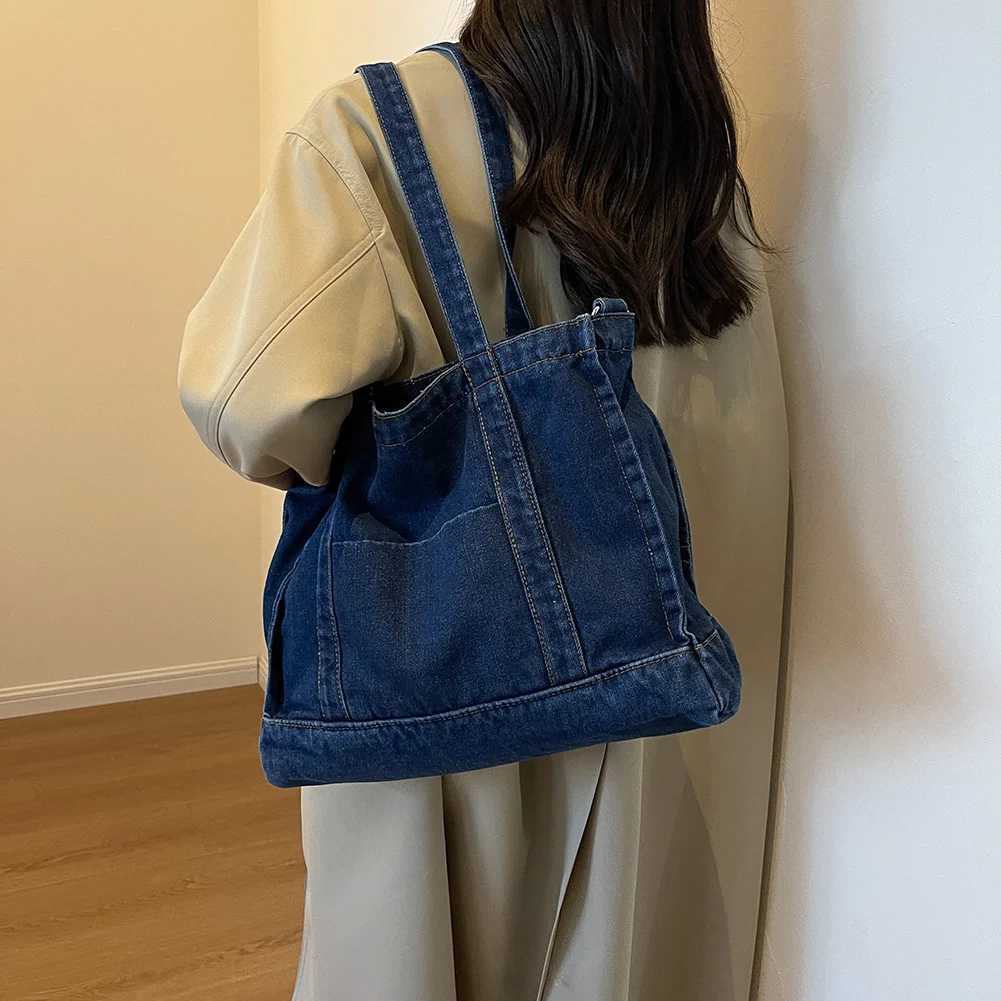 Women Denim Shoulder Bag Lightweight Leisure Crossbody Bag Large Capacity Versatile Casual Work Travel Bag W250602