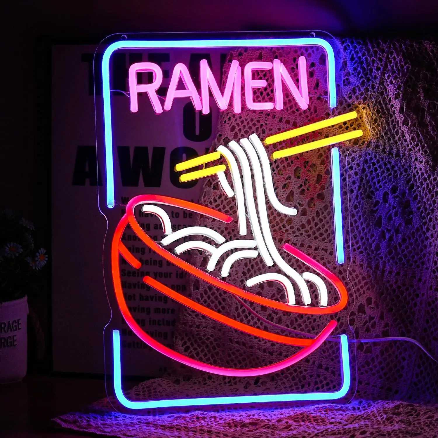 Ramen Neon Signs LED Neon Light Sign Light Up Neon Signs Wall Decor for Restaurant Ramen Shop Window16.5X12 XJ250602