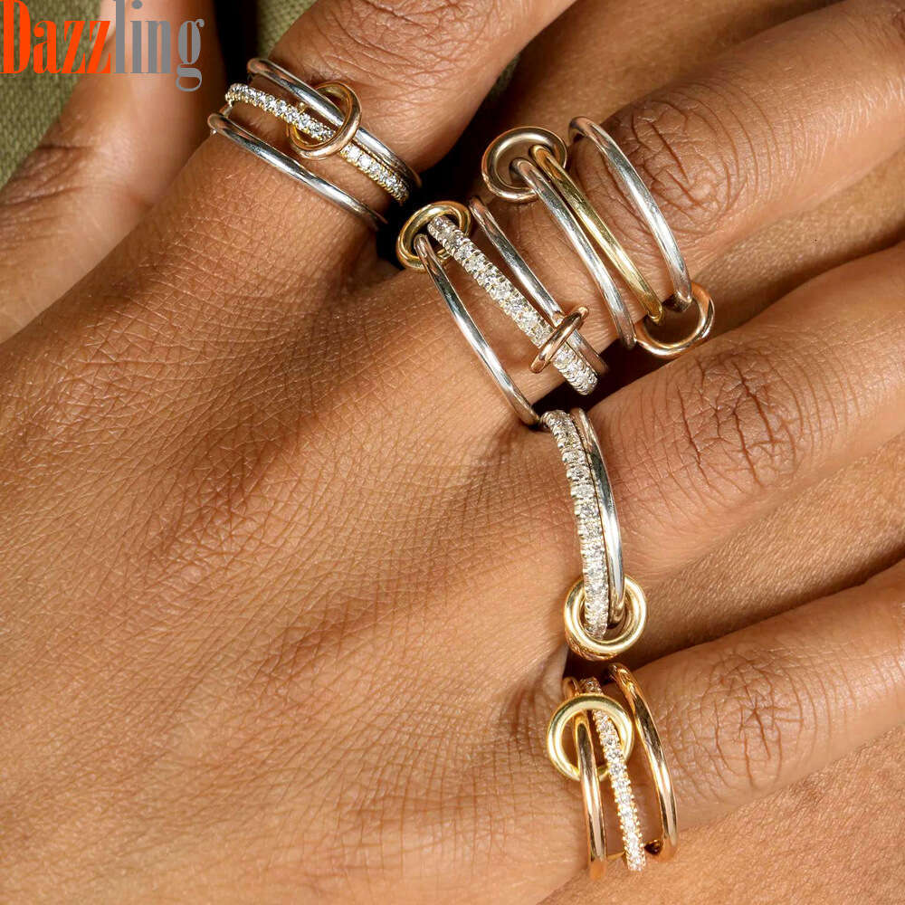 New Creative Zircon Stacking Four-Ring Set Fashionable Diamond-Studded Ring for Women Internet Celebrity Accessory