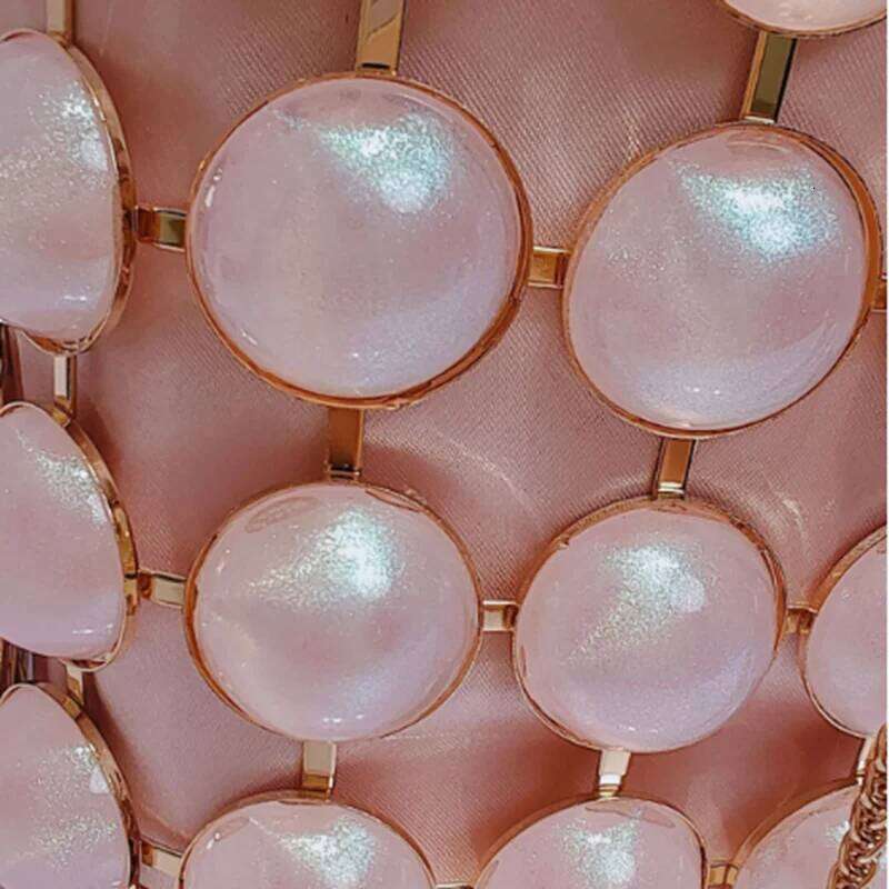 Pink XIYUAN Women Pearl Clutch Purse Metal Dia Handbag Beaded Evening Bag Large Capacity Bridal Purses Party Clutches