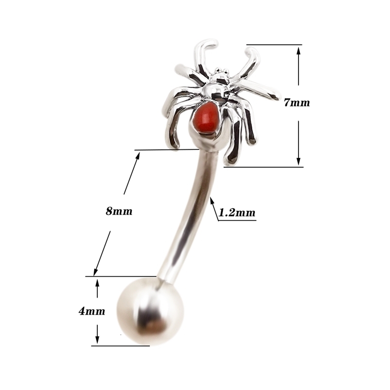 JHJT 16G Spider Curved Barbell Eyebrow Rings Stainless Steel Cartilage Daith Earrings Belly Eyebrow Piercing Jewelry 250530