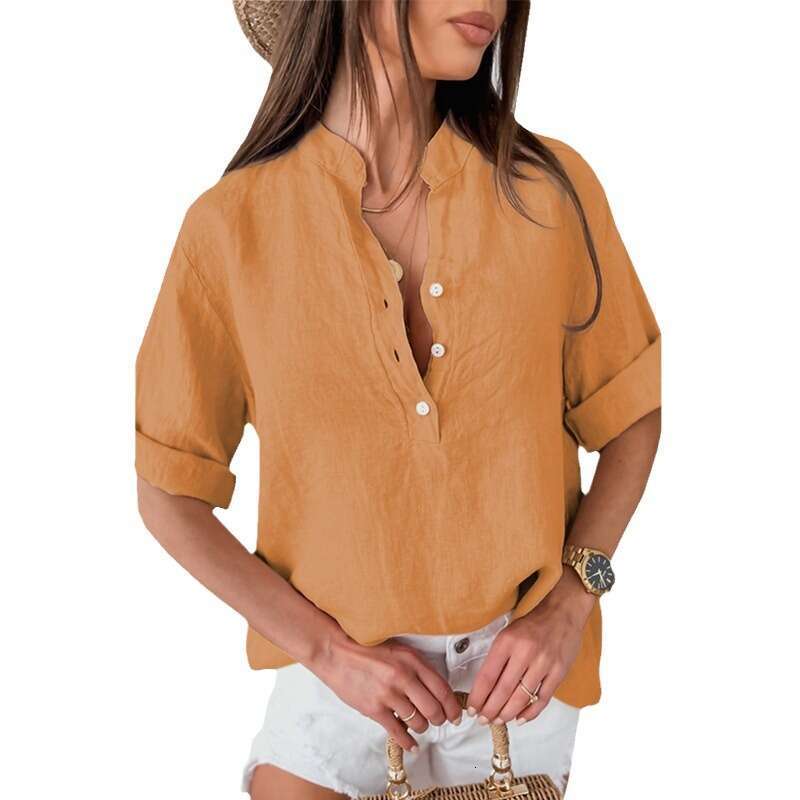 Summer New Solid Color Casual Pullover Short Sleeve Shirt Women Loose Plus Size Blouse B5