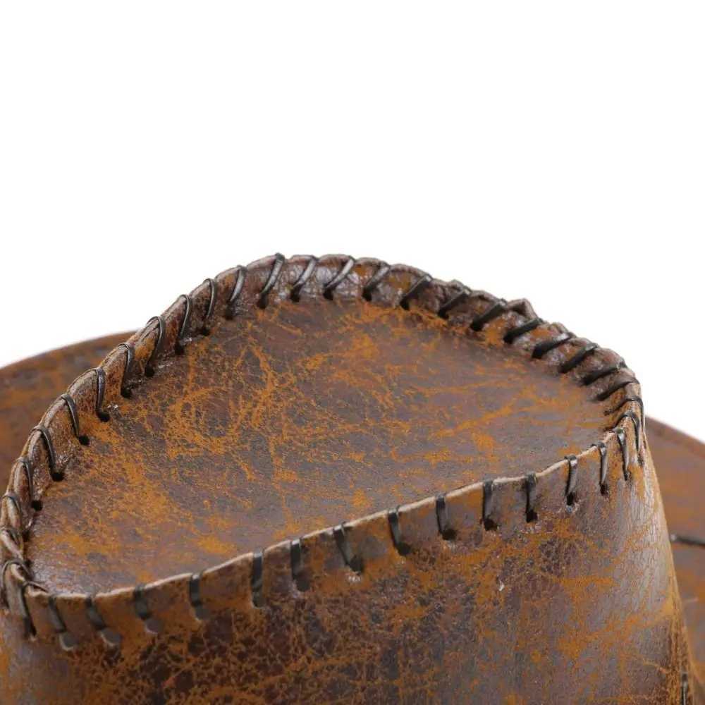 PU Leather Western Cowboy Hat Knight Hat Beach Cap Summer Sun Hat Outdoor Visor Cap Sun Protection Cap Sunscreen Cap Holiday W250602