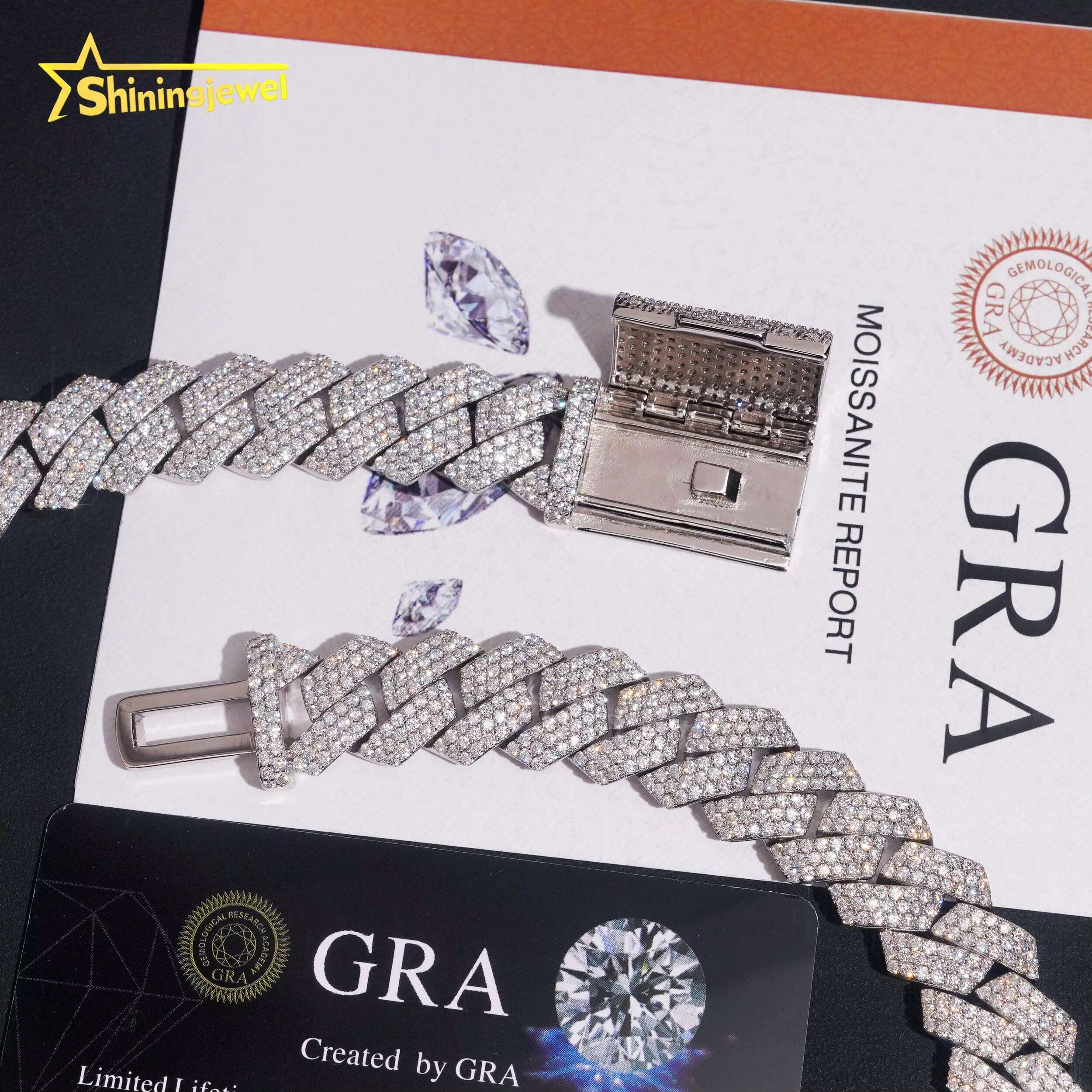 New Design 925 Silver 15MM Cuban Link Moissanite Hip Hop Jewelry Iced Out Men Fashion Long Necklace Cuban Link Chain