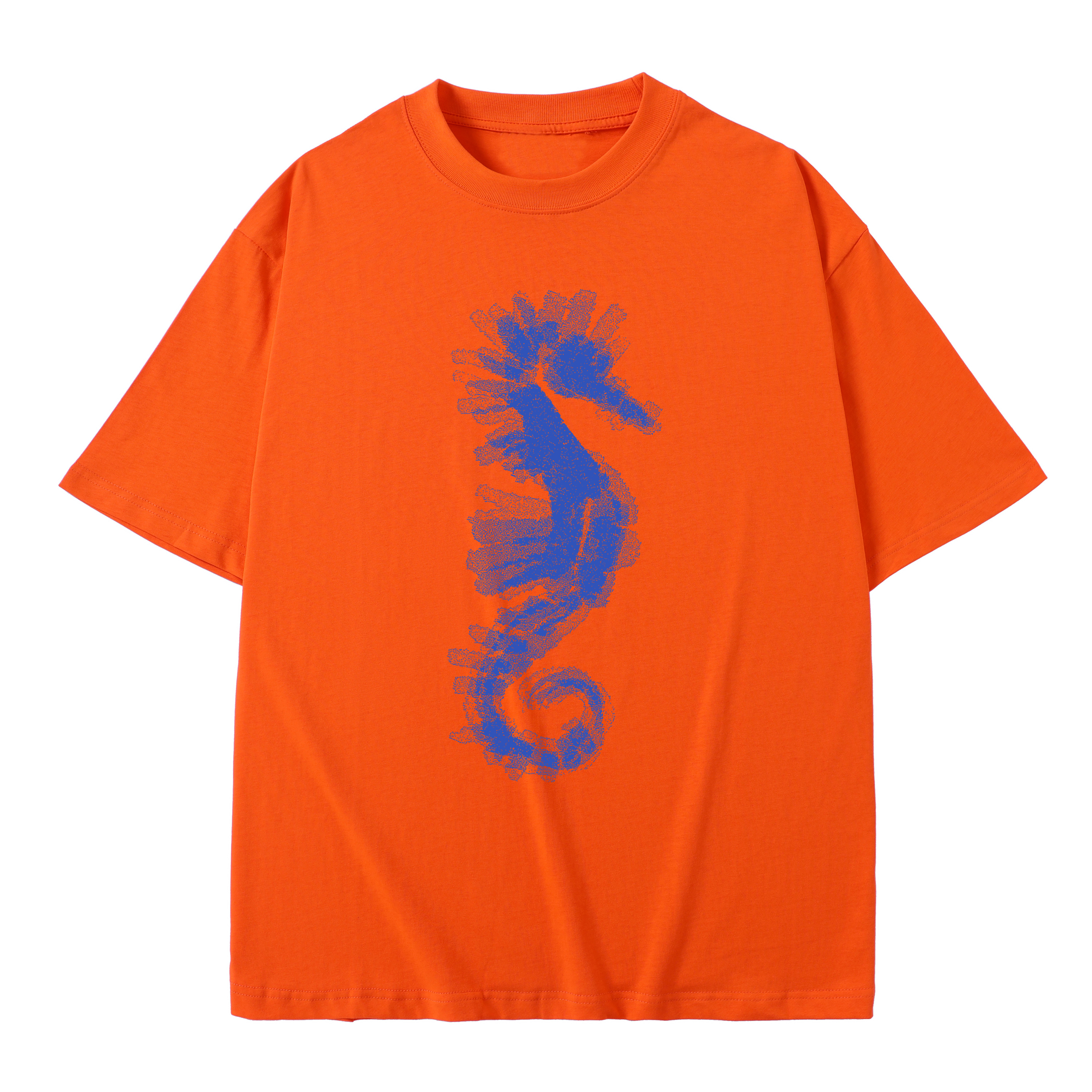 T-shirt men's top designer cotton T-shirt Blue seahorse short sleeved clothing high-quality fashionable T-shirt