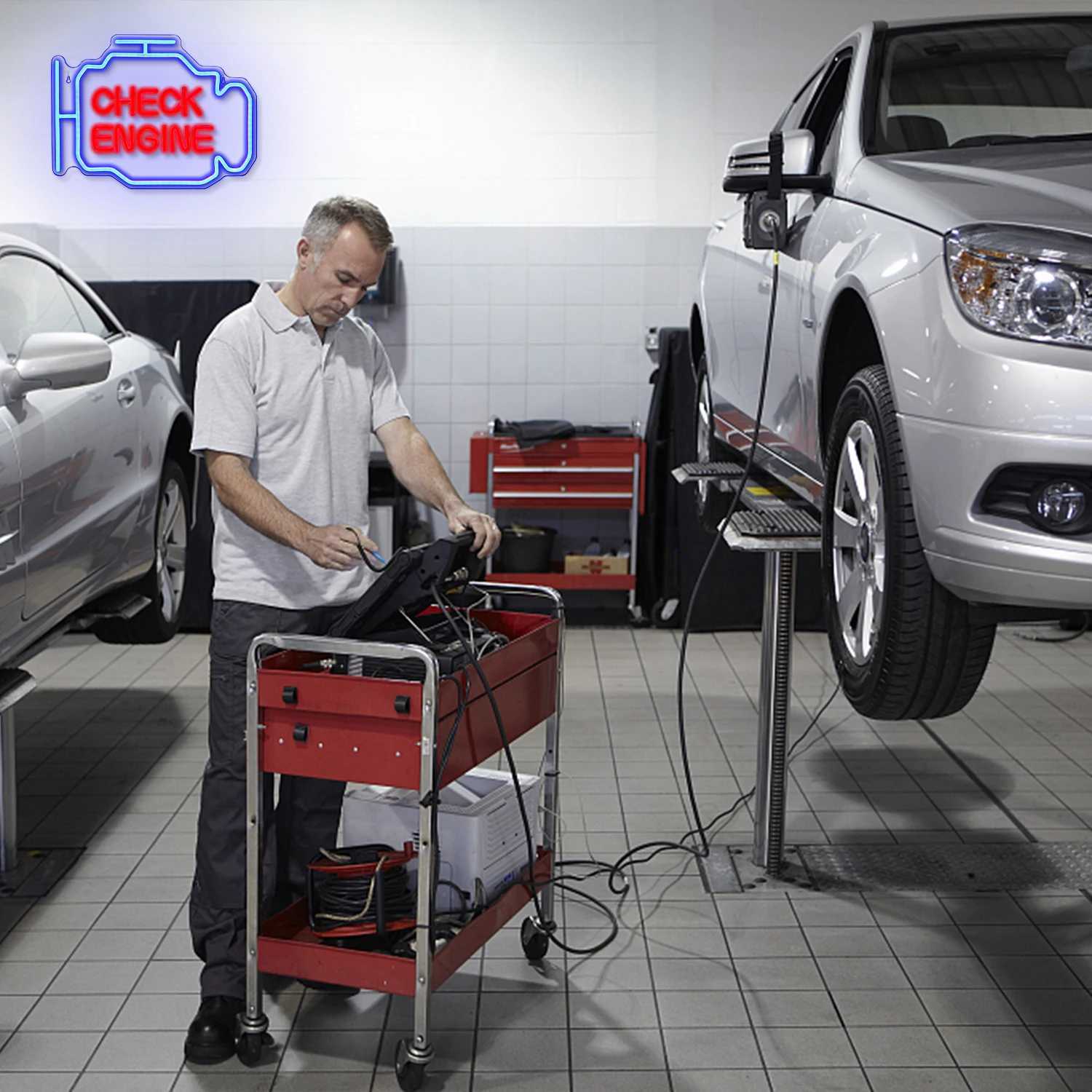 Check Engine Neon Sign LED Light Auto Room Garage Repair Shop Wall Decor Bar Party Club Luminous Atmosphere Lamp USB Power XJ250602