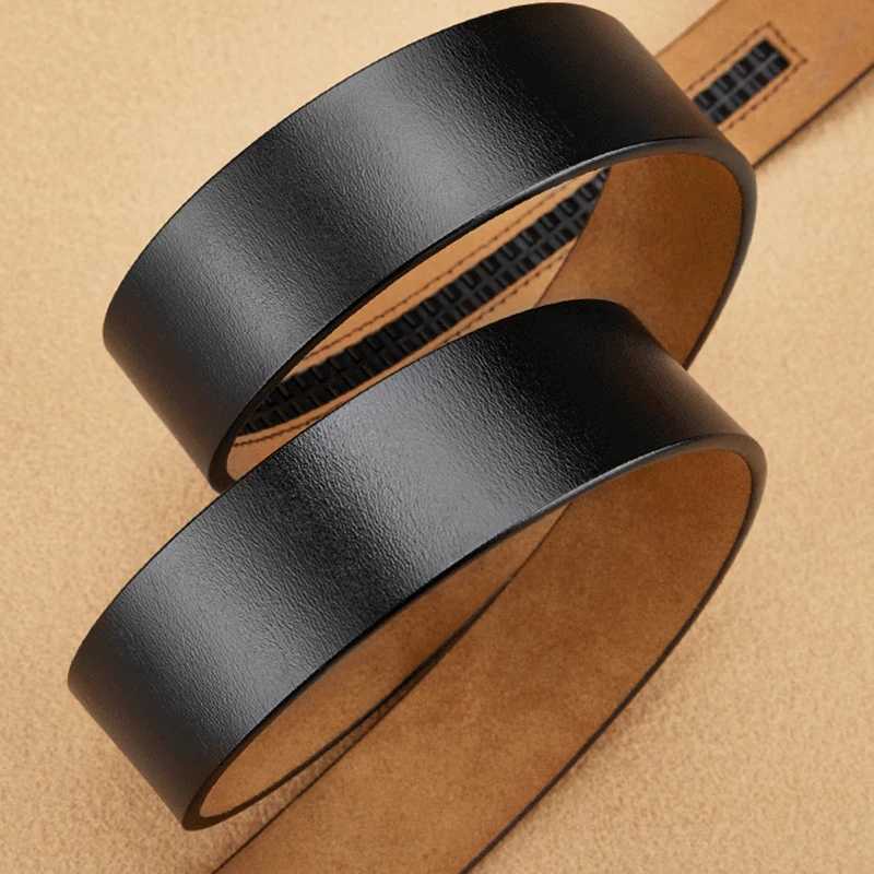 New Mens Genuine Leather Belts for Automatic Buckle Men Fashion No Buckle Belts Straps High Quality Black Brown Waistband 3.5cmXJ250602
