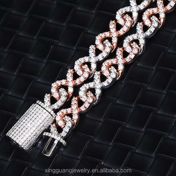 Moissanite Cuban Link Chains Vvs Moissanite Bracelets 925 Sterling Silver Gold Plate Fine Jewelry Bracelets