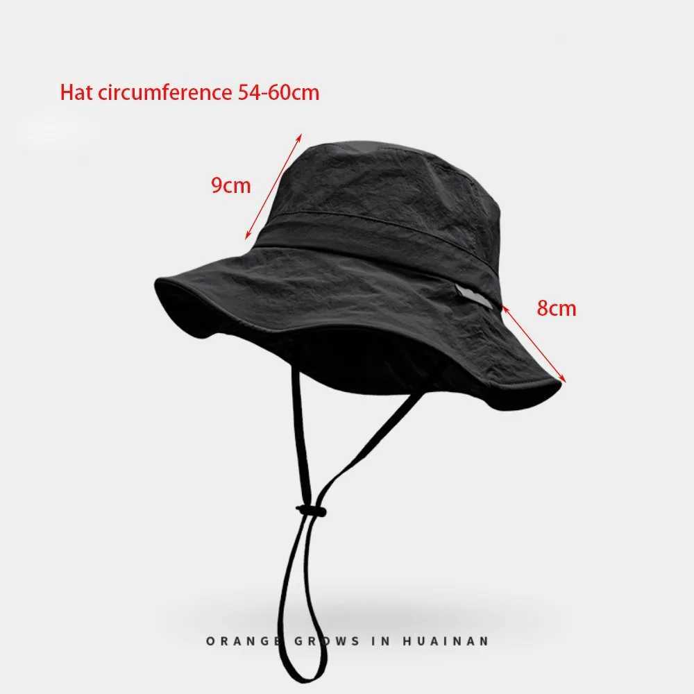 New Trendy Bucket Hat Anti-Sun Adjustable Sunscreen Hat Anti-UV Breathable Beach Hat Summer W250602