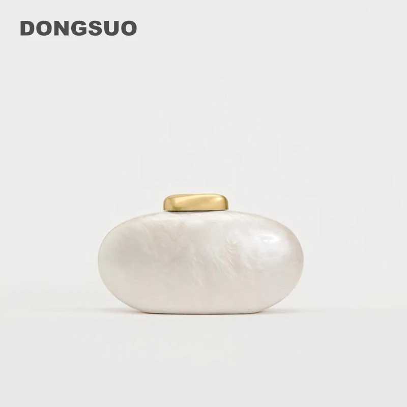Egg shape Clutch Bag Acrylic purse women wedding evening denner party cute ivory pearl color purse handbag summer new 2024 H260513